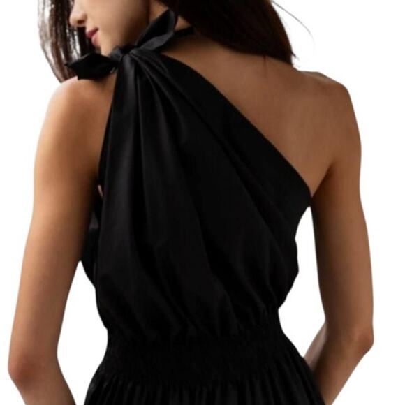 Monica Nera Demi Black Midi A-line Eco-cotton Cocktail Dress Wedding Guest Small - Picture 3 of 15